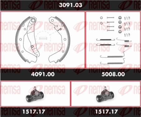 Remsa SPK 3091.03 - Комплект тормозных колодок, барабанные unicars.by