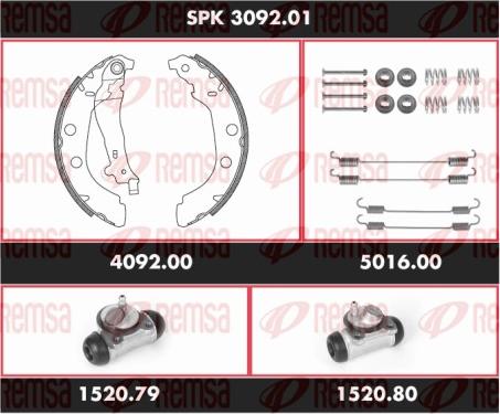 Remsa SPK 3092.01 - Комплект тормозных колодок, барабанные unicars.by