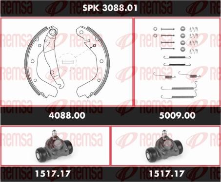 Remsa SPK 3088.01 - Комплект тормозных колодок, барабанные unicars.by