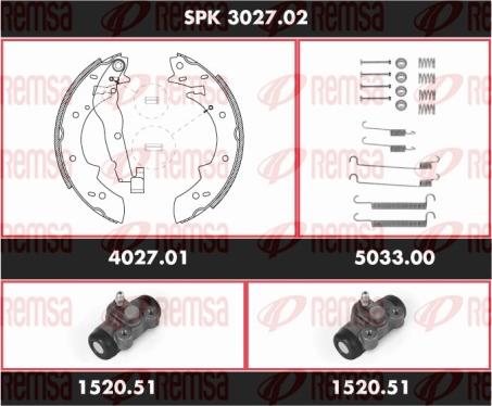 Remsa SPK 3027.02 - Комплект тормозных колодок, барабанные unicars.by