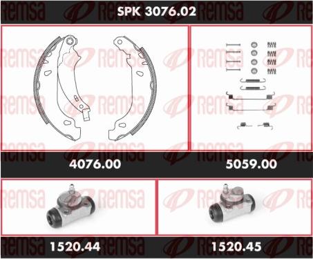 Remsa SPK 3076.02 - Комплект тормозных колодок, барабанные unicars.by