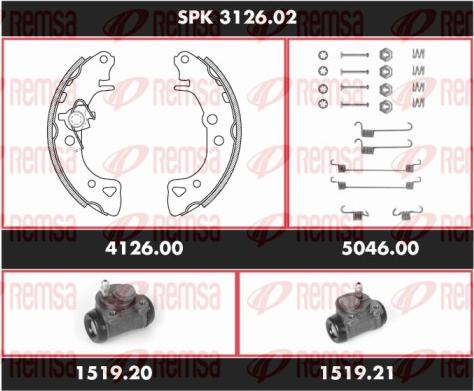 Remsa SPK 3126.02 - Комплект тормозных колодок, барабанные unicars.by