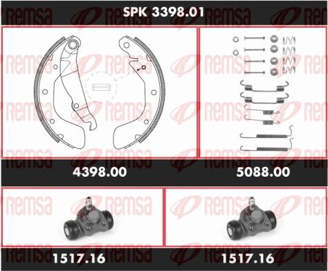 Remsa SPK 3398.01 - Комплект тормозных колодок, барабанные unicars.by