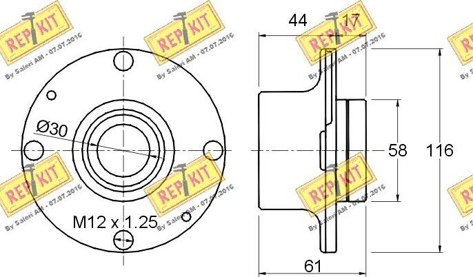 REPKIT RKB1208 - Комплект подшипника ступицы колеса unicars.by