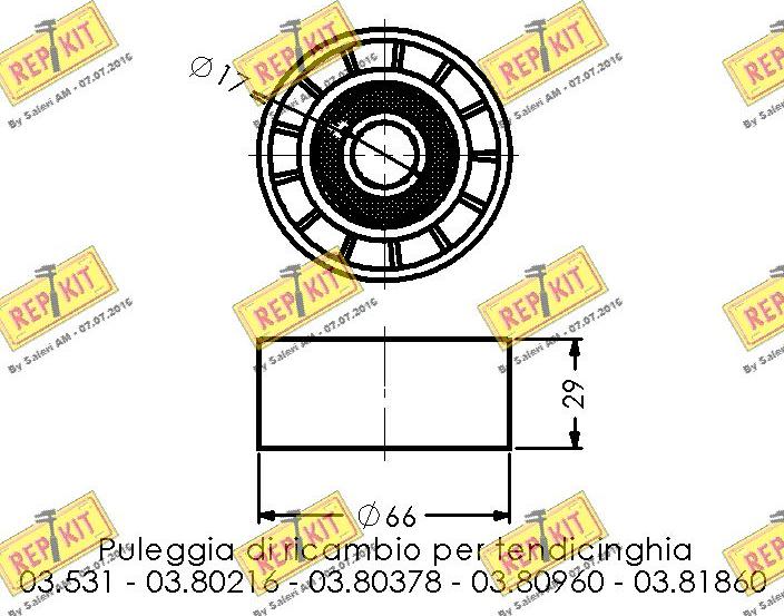 REPKIT RKT1307 - Ролик, поликлиновый ремень unicars.by