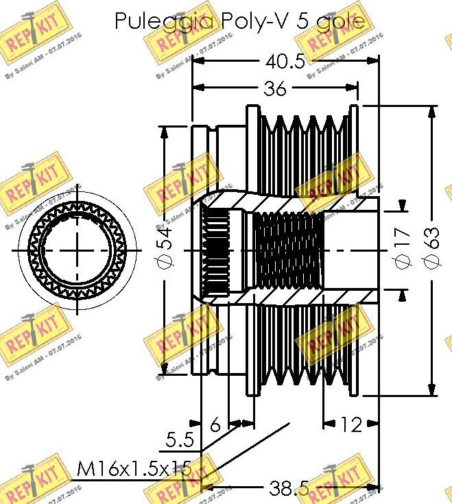 REPKIT RKT3507 - Шкив генератора, муфта unicars.by