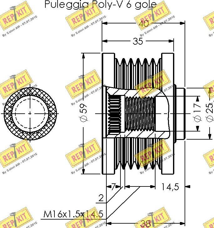 REPKIT RKT3392 - Шкив генератора, муфта unicars.by