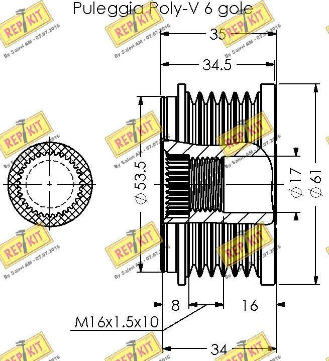 REPKIT RKT2068 - Шкив генератора, муфта unicars.by