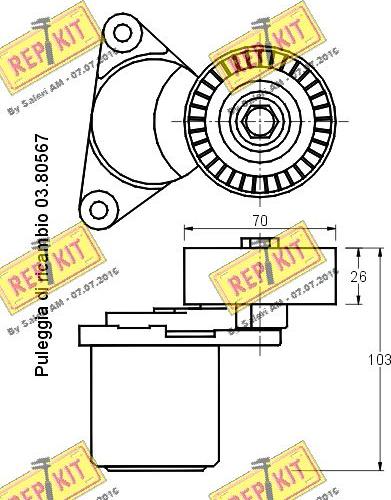 REPKIT RKT2274 - Натяжитель, поликлиновый ремень unicars.by