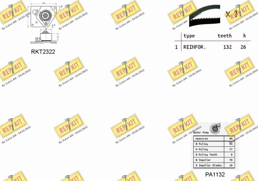 REPKIT RKTK0916PA - Водяной насос + комплект зубчатого ремня ГРМ unicars.by