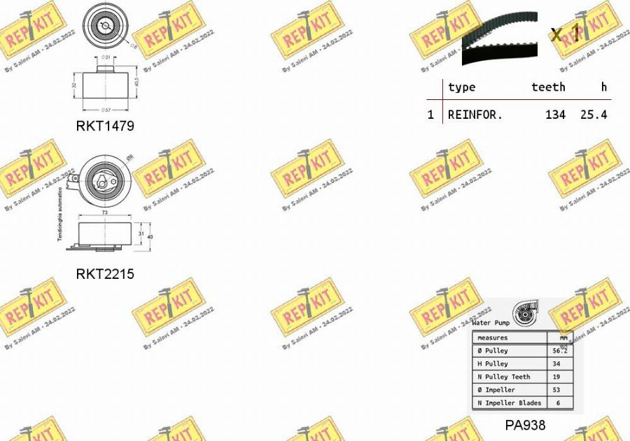 REPKIT RKTK0923PA - Водяной насос + комплект зубчатого ремня ГРМ unicars.by