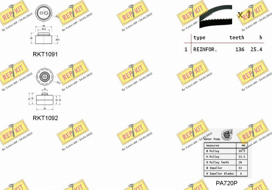 REPKIT RKTK0898PA - Водяной насос + комплект зубчатого ремня ГРМ unicars.by