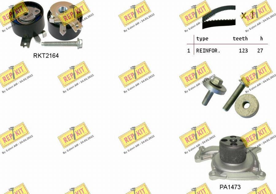 REPKIT RKTK0863PA3 - Водяной насос + комплект зубчатого ремня ГРМ unicars.by