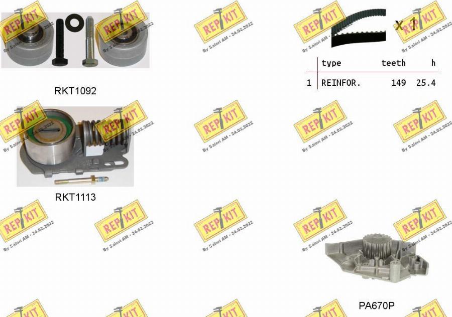 REPKIT RKTK1038PA - Водяной насос + комплект зубчатого ремня ГРМ unicars.by