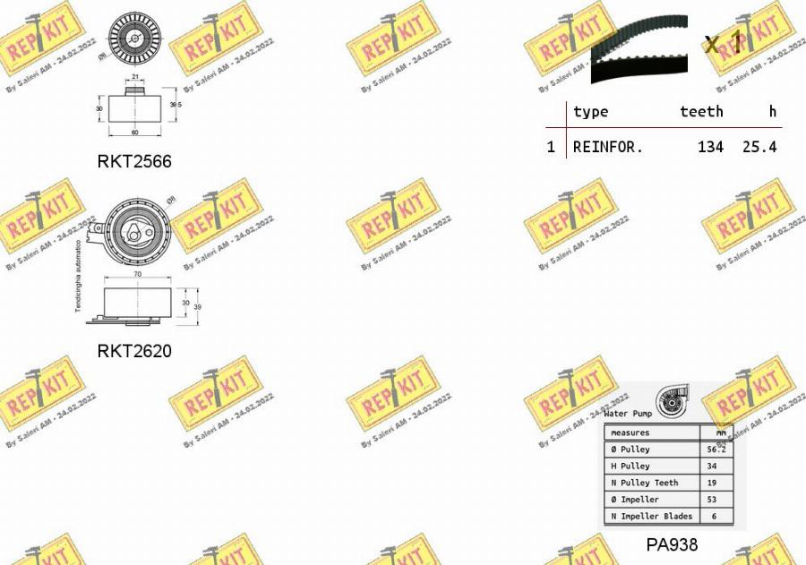 REPKIT RKTK1079PA - Водяной насос + комплект зубчатого ремня ГРМ unicars.by