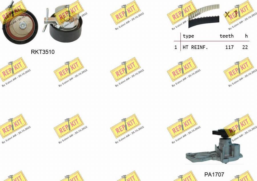 REPKIT RKTK1164PA2 - Водяной насос + комплект зубчатого ремня ГРМ unicars.by