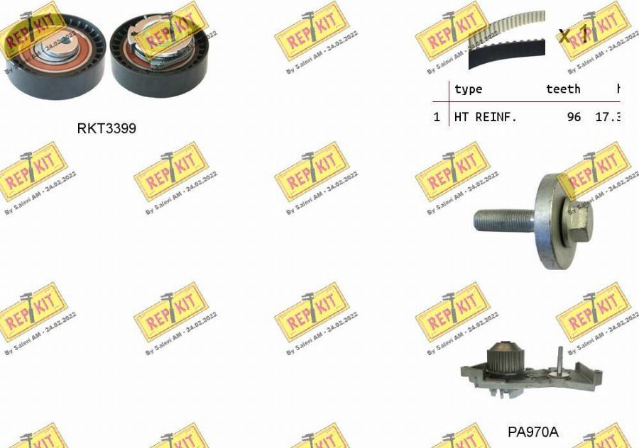 REPKIT RKTK1130PA - Водяной насос + комплект зубчатого ремня ГРМ unicars.by