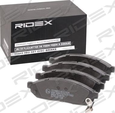 RIDEX 402B1010 - Тормозные колодки, дисковые, комплект unicars.by