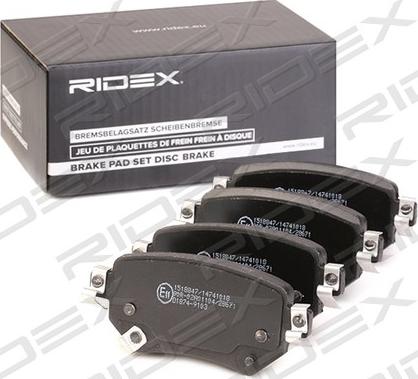 RIDEX 402B1341 - Тормозные колодки, дисковые, комплект unicars.by