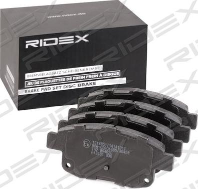 RIDEX 402B1350 - Тормозные колодки, дисковые, комплект unicars.by