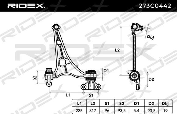 RIDEX 273C0442 - Рычаг подвески колеса unicars.by