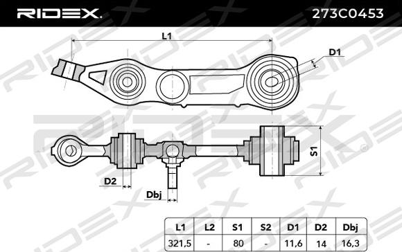 RIDEX 273C0453 - Рычаг подвески колеса unicars.by