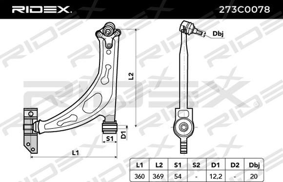 RIDEX 273C0078 - Рычаг подвески колеса unicars.by