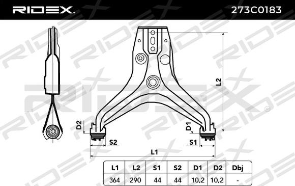 RIDEX 273C0183 - Рычаг подвески колеса unicars.by