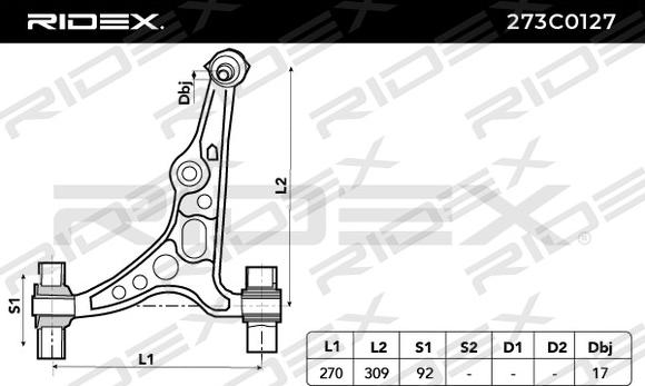 RIDEX 273C0127 - Рычаг подвески колеса unicars.by