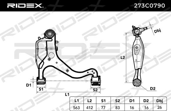 RIDEX 273C0790 - Рычаг подвески колеса unicars.by