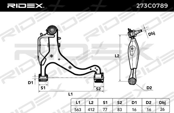 RIDEX 273C0789 - Рычаг подвески колеса unicars.by