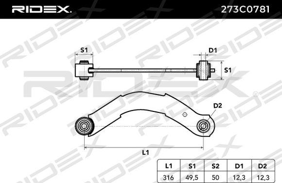 RIDEX 273C0781 - Рычаг подвески колеса unicars.by