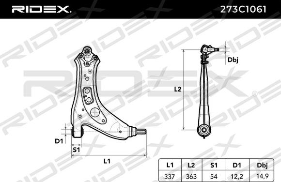 RIDEX 273C1061 - Рычаг подвески колеса unicars.by