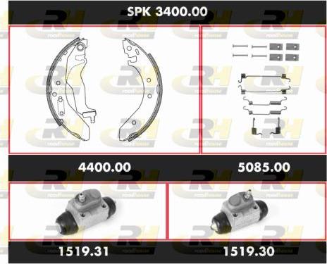 Roadhouse SPK 3400.00 - Комплект тормозных колодок, барабанные unicars.by