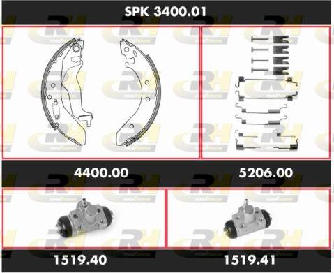 Roadhouse SPK 3400.01 - Комплект тормозных колодок, барабанные unicars.by