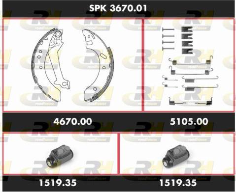 Roadhouse SPK 3670.01 - Комплект тормозных колодок, барабанные unicars.by