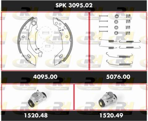 Roadhouse SPK 3095.02 - Комплект тормозных колодок, барабанные unicars.by