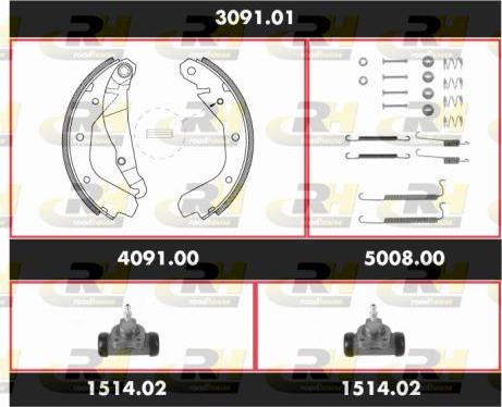 Roadhouse SPK 3091.01 - Комплект тормозных колодок, барабанные unicars.by