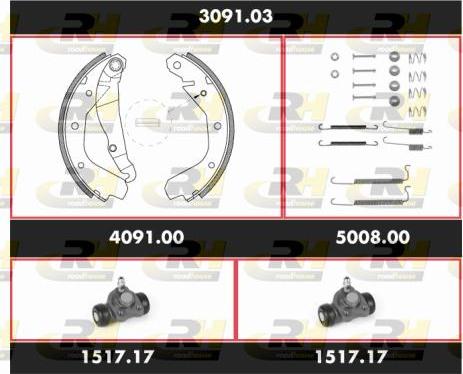 Roadhouse SPK 3091.03 - Комплект тормозных колодок, барабанные unicars.by