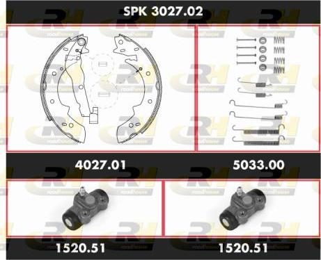 Roadhouse SPK 3027.02 - Комплект тормозных колодок, барабанные unicars.by