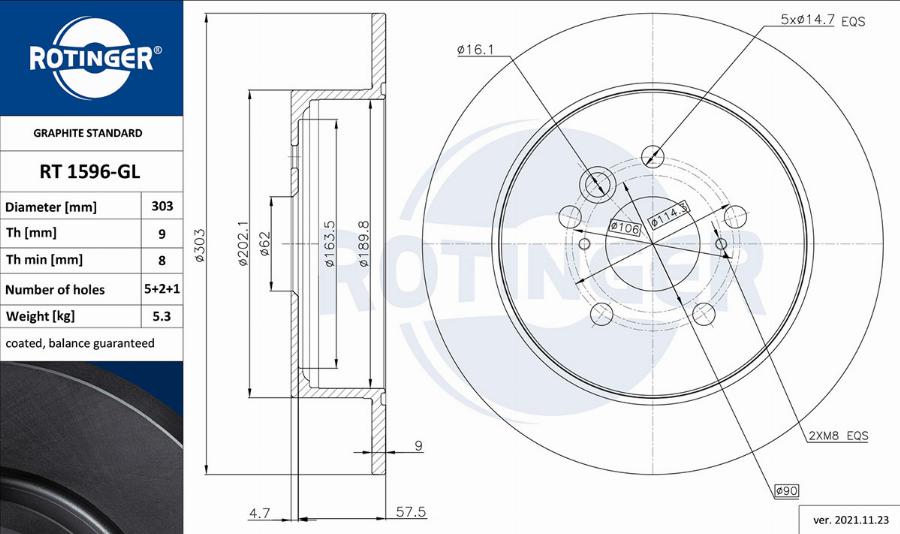 Rotinger RT 1596-GL - Тормозной диск unicars.by