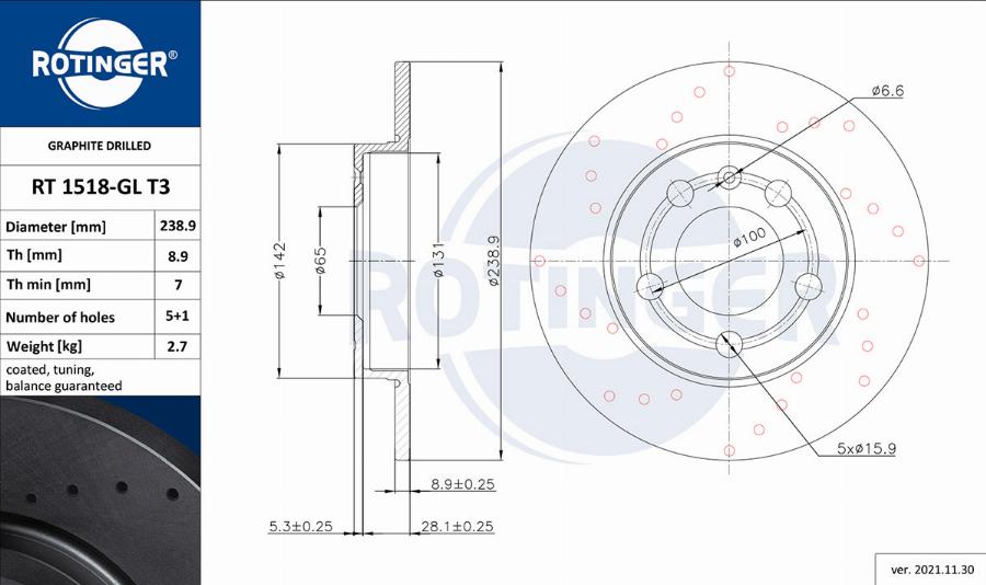 Rotinger RT 1518-GL T3 - Тормозной диск unicars.by