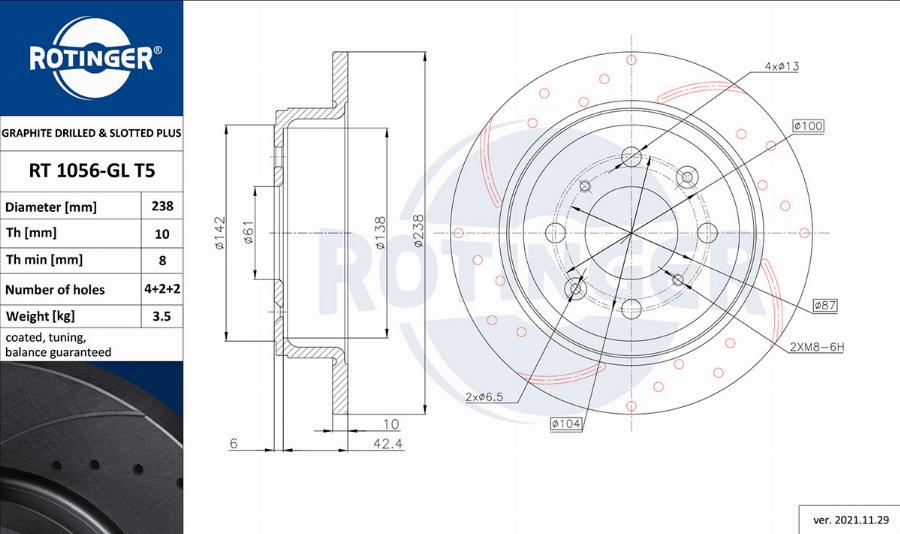 Rotinger RT 1056-GL T5 - Тормозной диск unicars.by