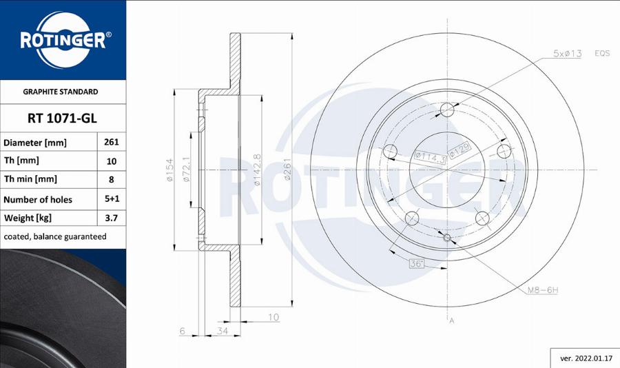 Rotinger RT 1071-GL - Тормозной диск unicars.by