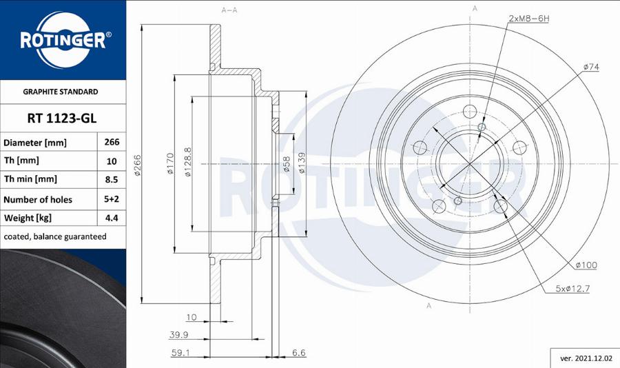 Rotinger RT 1123-GL - Тормозной диск unicars.by