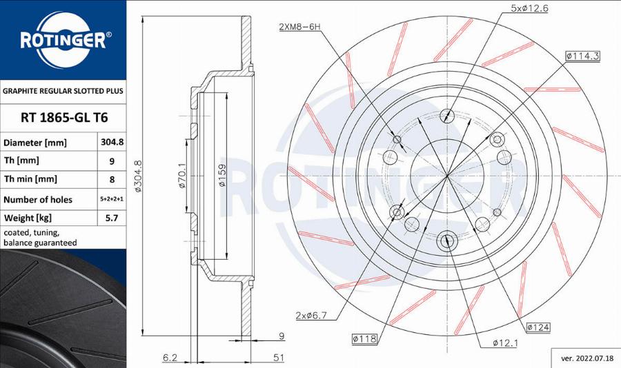 Rotinger RT 1865-GL T6 - Тормозной диск unicars.by