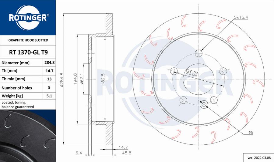 Rotinger RT 1370-GL T9 - Тормозной диск unicars.by