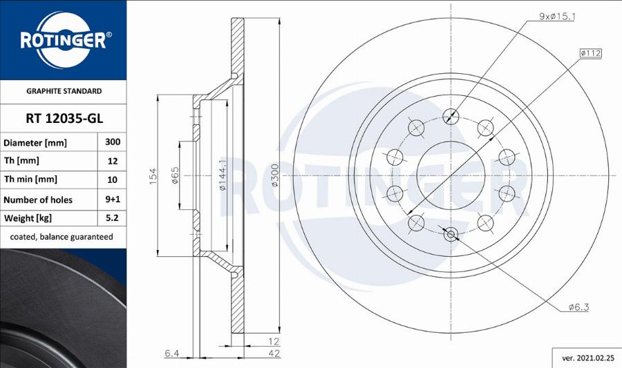 Rotinger RT 12035-GL - Тормозной диск unicars.by