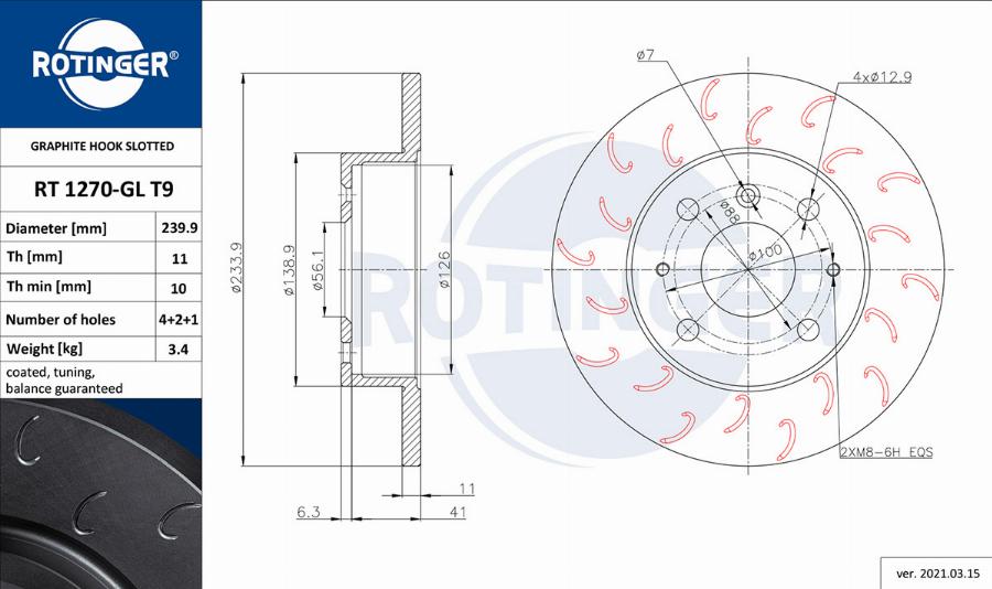 Rotinger RT 1270-GL T9 - Тормозной диск unicars.by