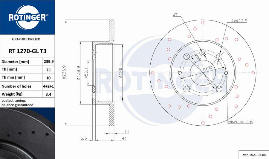 Rotinger RT 1270-GL T3 - Тормозной диск unicars.by